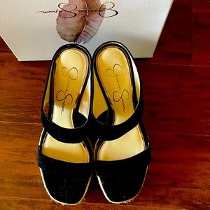 Size 8 black suede wedges